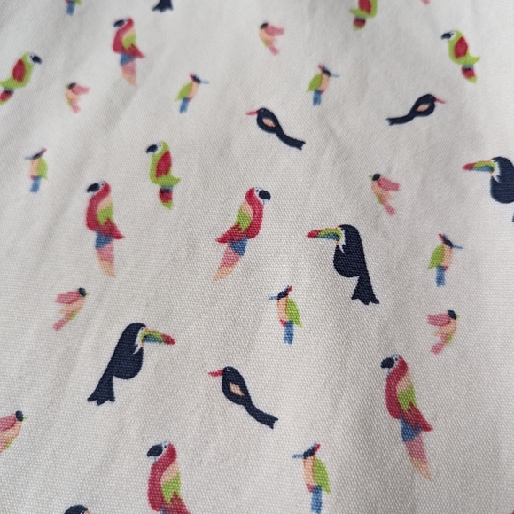 TALBOTS Parrot Toucan Skirt 10 Scalloped Hem Cotton Cream White - Picture 3 of 10